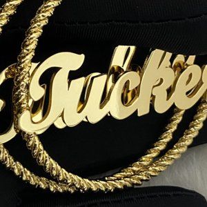 Custom Name Twist Hoop Earrings Pair 60mm Personalized Jewelry Stainless Steel